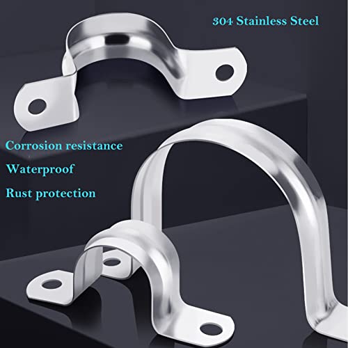 AKIHISA Pipe Clamps, 10 Pcs U Tube Strap Clamp, 304 Stainless Steel 2 Hole Pipe Bracket, ID 2 3/4Inch(70mm) - size: 2-3/4 Inch, style: 10Pcs