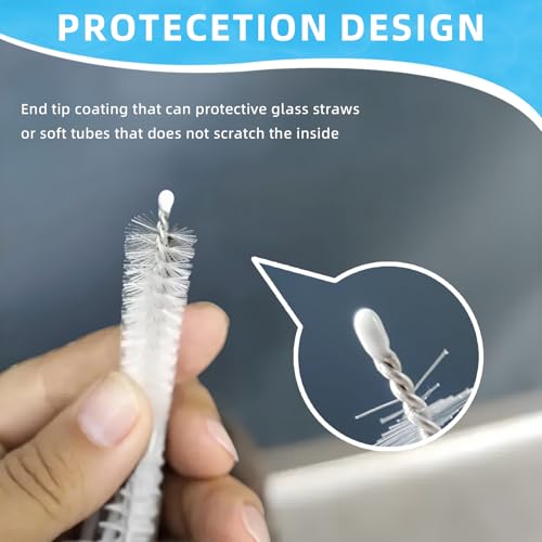 Cleaning Brushes for Reusable Drinking Straws, Set of 5, Long Wire Handle, Bottle and Straw Cleaner for Stanley Mug, Sippy Cup, Water Bottle and Tubes, Reusable and Flexible - color: white01