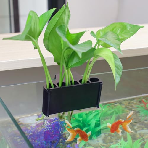 Aquarium Plant Holder，Plastic Fish Tank Plant Holder，Hanging Aquarium Planter Cup for Fish Tank Live Plants - color: Short