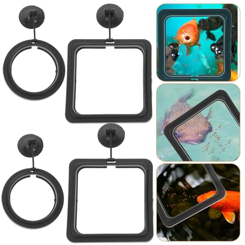 HOMSFOU 4pcs Aquarium Feeding Rings Fish Food Retaining Circles Reusable Portable Fish Feeder Rings with Suction Cups for Tank Feeding Aquarium Accessories