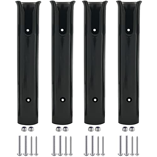 ISURE MARINE Fishing Rod Holder Bracket Wall Mounted Boat Side Mount Tool Holder Tube Links with Screws 2/3/4/6 Pole Tube (White/Black) - color: 4-Pole Black