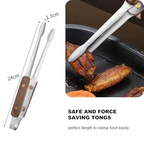 Longjet Kitchen Tongs Metal Tweezers for Cooking - Reptile Feeding Tongs for Gecko, Bearded Dragon, Snake - Long Forceps for Aquarium Plant (Silvery Walnut-9.5"/1Pcs) - color: Silvery Walnut-9.5"/1pcs