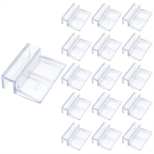 16 PCS 10mm Acrylic Aquarium Cover Clip, Clear Fish Tank Glass Cover Clip Support Holder Universal Lid Clips for Rimless Aquariums