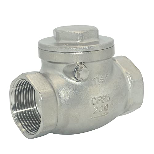 VARMHUS Stainless Steel SS316 Swing Check Valve,NPT Female x Female Thread,WOG 200 PSI PN16 CF8M (1-1/4")