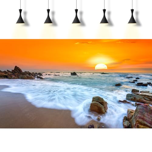 Ocean Beach Aquarium Background Sunset Beach Waves Fish Tank Background Ocean Seascape Dawn Landscape Beach Terrarium Backgrounds Seacoast Seascape Wave Seashore Reptile Tank Backgrounds 24x12in - color: Orange, size: 24(W)x12(H)inches/ 60(W)*30cm(H)