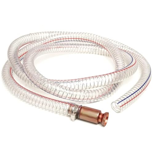 8.2FT 1" Heavy Duty Siphon Hose - Self-Priming Jiggler Pump for Boats, ATVs & Tractors Brass Nipple w/Metal Buckle, Fuel Transfer Tube for Gasoline Fuel Gas, fish tank water exchange and drainage - size: 1"ID x 1Pcs