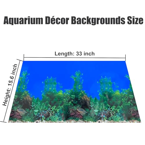 XCNO Fish Backgrounds Paper Double Sides Undersea Aquarium Background Poster Colorful Sea Anemone Fish Tank Background Sticker Decorations 16"x 33" - color: Sea Anemone, size: 15.6" x 33" In
