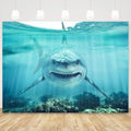 Shark Under The Sea Backdrop 6x4ft Fabric Underwater World Backdrops for Photography Ocean Coral Reef Shallows Aquarium Background Theme Party Decorations Banner Birthday Photo Studio Props - size: 6x4FT