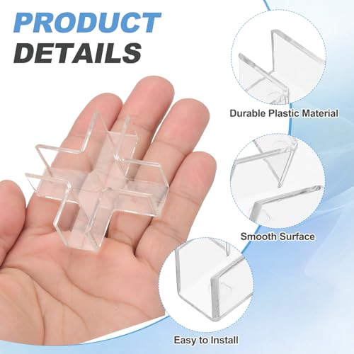 uxcell 24Pcs Plastic Glass Connector, Suitable for 12mm Thick Cross Shaped Glass to Glass Clamp, Fixing Bracket Rimless Clip Holder for Aquarium Fish Tank Display Shelves, Transparent - color: Transparent, size: 12 mm