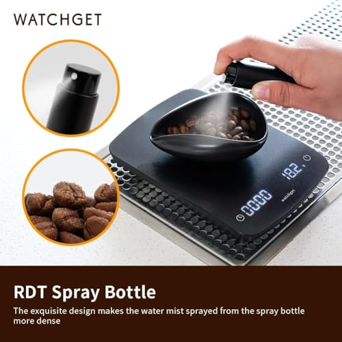 watchget Coffee Bean Dosing Cup & RDT Spray Bottle Kit for Espresso Bar, Static Reduction Ceramic Single Dose Tray for Brewing/Tea, Barista Accessories Set, Black - color: Black