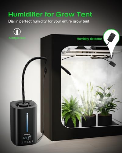 1.32 Gal / 5L Reptile Fogger Humidifier, with Remote & Timer, with Precise Humidity Control, Terrarium Humidifier Suitable for indoor Plants, Grow Tent, Greenhouse, Reptiles & Amphibians (Dual Hose)