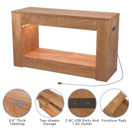 48" Aquarium Stand for 55–75/90 Gallon Tank,Heavy Duty Fish Tank Stand up to 1000 LBS,Aquarium Stand with Power Outlet & LED Light,2-Tier Turtle Reptile Tank Stand with Storage,Natural - color: Natural