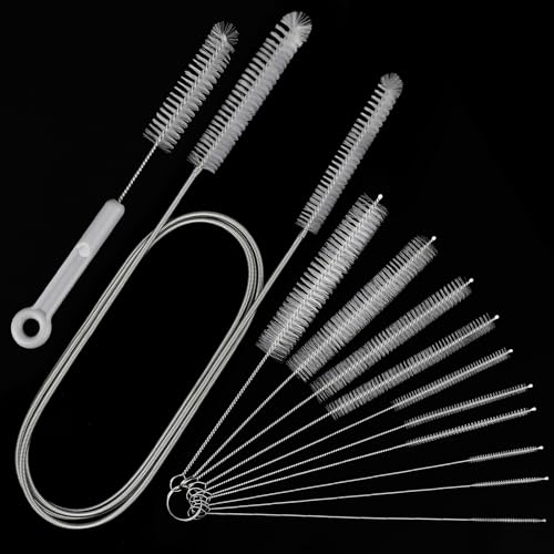 Pipe Cleaner Brush - Flexible Stainless Steel Plus Handle Brushes 12-Piece Set Long Straw Cleaning Brushes and Soft Sewer Brushes Cleaning Equipment cpap Hose Brush