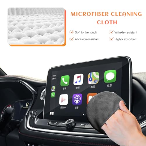 Car Screen Cleaner, 4.33"×4.33" Round Microfiber Auto Touchscreen Cleaning Cloth, Reusable Vehicle Interior Touch Screen Cleaning Pad Non-Scratch Wipes, Car Accessories - color: Round