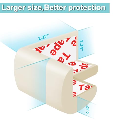 12 Pack Corner Protector Baby Proofing Edge and Corner Guards, Soft Safety Pre-Taped Rubber Foam Furniture Bumpers for Fireplace, Table, Stair, Cabinet (Off White) - color: Off White