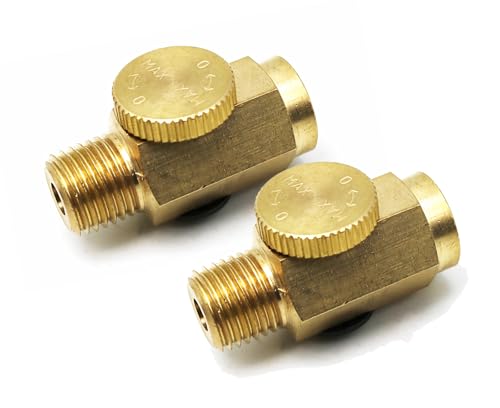 2pcs Brass In-Line Air Flow Regulator Adjustable 1/4" NPT Male & Female Air Inlet Volume Control Tool Valve