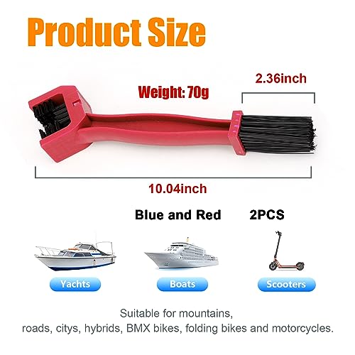 Ziciner 2 PCS Bike or Motorcycle Chain Washer, Motorcycle Chain Gear Dirt Clean Brushes, Universal Bicycle Chain Cleaning Brush Tool for Mountain Bike Heavy Duty Motorcycle (1 Red+ 1 Blue) - color: 1 Red+1 Blue