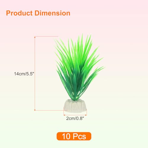 uxcell Aquarium Artificial Plants, 10 Pcs Fish Tank Plants Decorations Accessories Aquatic Ornaments Decor Water Grass, Green (Water Grass)