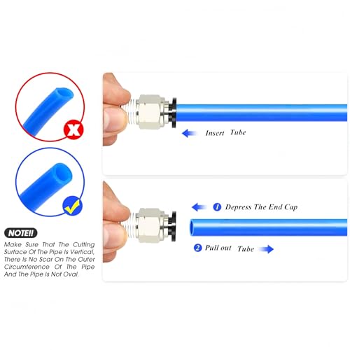 ECOVERVE PU Airline Tubing with Push-to-Connect Fittings, Compressor Tube Repair Kit for Pneumatic Tools, Air Compressors, Automobiles 3/8''OD with Connectors - style: 3/8''OD with Connectors
