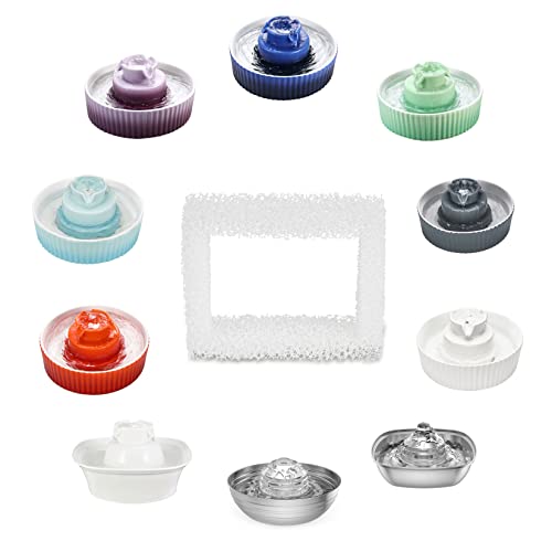 Wonder Creature Cat Water Fountain Filter, 8-Pack Replacement Pre-Filter Sponges for Aurora, Cupcake, and 360° Stainless Steel Pet Fountain, Ceramic Dog Water Dispenser Filters