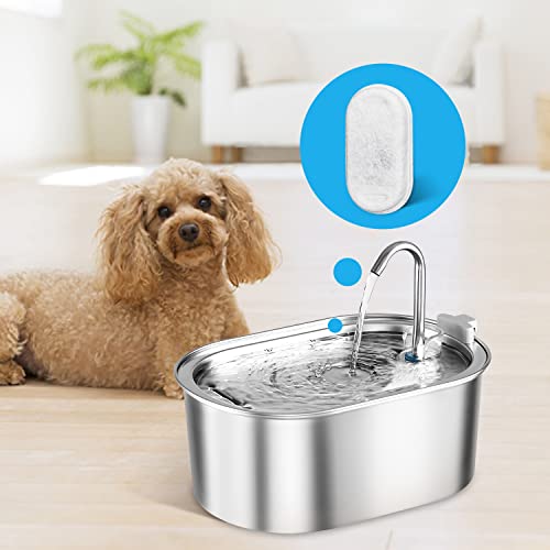 Cat Water Fountain Filters, 8 Pack Replacement Filters & Pre-Filter Sponges for 3.2L/108Oz & 2L/67oz Stainless Steel Pet Fountain, Carbon Filters for Automatic Cat Water Dispenser Water
