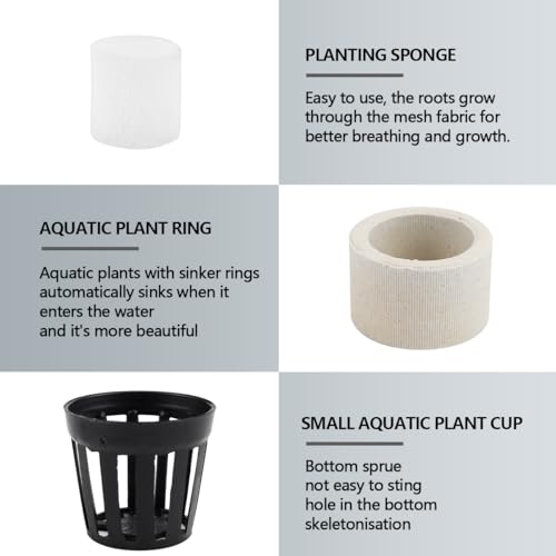 Aquatic Plants Fixed Set 10pcs Aquarium Plant Weights Pot and 10pcs Planting Cup with 10pcs Fixing Cottons Aquarium Accessories (30)