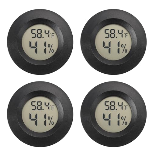 Mini Hygrometer Digital Thermometer Humidity Meter Hygrometer Thermometers Indoor/Outdoor Humidity Monitor Reptile Thermometer for Greenhouse Garden Cellar Fahrenheit(℉)/ Celsius(℃) 4 Pack