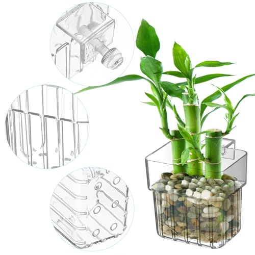 4 Pcs Aquarium Plant Holder,Hanging Fish Tank Plant Pot Aquarium Planter Cups,Suitable for Fish Tank Scene Arrangement of a Variety of Plants Hydroponics