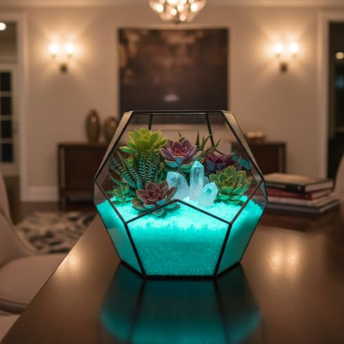 Shiny Stone Glow in The Dark Aquarium Neon Gravel Sand, Decorative Rocks for Fish Tank and Fairy Garden, Home Dec,305g/0.67lbs (Aqua, 3-5mm)