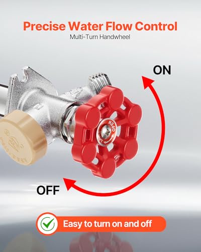 VEVOR Anti-Siphon Frost-Proof Sillcock, 12" Freeze Proof Outdoor Faucet Bib with Backflow Preventer, 1/2" Push-to-Fit Connector X 3/4" Hose Bibb, No Lead Frost-Free Spigot for PEX Copper CPVC Pipes - style: Traditional