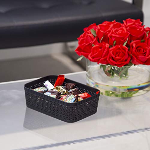 BINO | Woven Plastic Basket | XS (Black), 5-Pack | THE JUTE COLLECTION | Home Organization, Space - Saving Storage, Stylish Design | Jute Basket | Plastic Storage Basket - color: Black, size: 5PK- XS