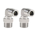 2Pcs 304 Stainless Steel Male Elbow 1/4" Tube OD x 1/4" NPT Thread Push to Connect Air Fittings,90 Degree Push Lock Pneumatic Connector for Air Compressor Air Horn