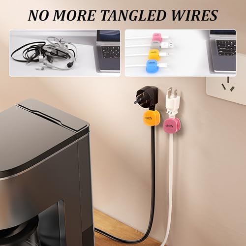 12 Pack Rotatable Spring Cable Clips, Adhesive Cord Holders for Desk, Nightstand, Laptop, Phone Charging Clips & Car Cable Organizer for Home & Office (Multicolour) - color: Multi-Color, size: Pack 12