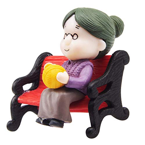 Mini Park Bench Grandpa Grandma Model Ornament Accessories for Bonsai Craft Miniature House Fairy Garden Decor-for DIY Decoration - size: Garden old couple