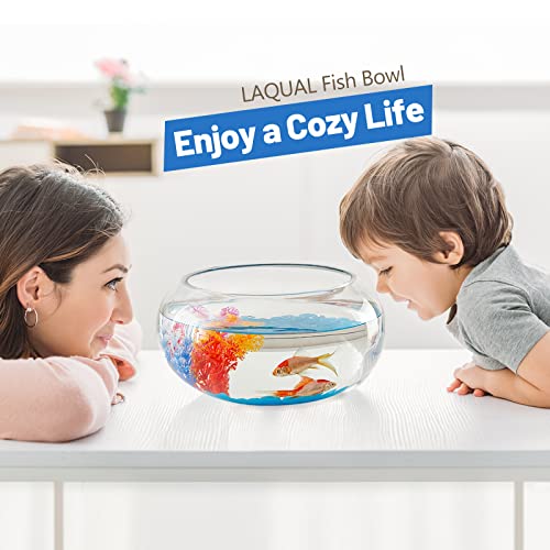 2 Gallon Glass Fish Bowl with Decor, Include Fluorescent Stones & Colorful Plastic Trees, High White Glass for Clear View, Small Fish Bowl/Vase/Aquarium for Betta Fish/Goldfish, Nice Home Décor - color: 2 gal fish bowl