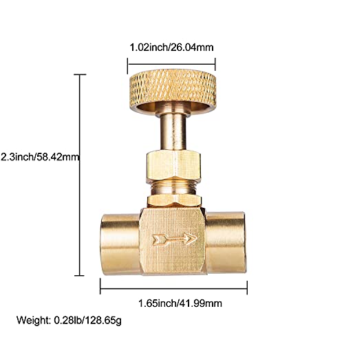 1 Pieces Heavy Duty Brass Instrument Replacement Control Needle Valve 1/4" Npt Female X 1/4" Npt Female Connection Golden - size: 1PC 1/4 " Female * 1/4"Female needle valve
