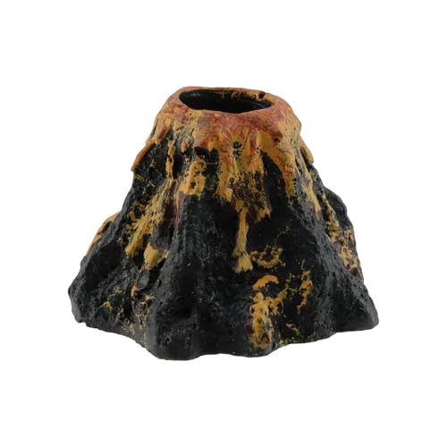 Aquarium Volcano with Air Stone Bubbler Cute Ornament Fish Tank Bubble Maker Aquarium Air Bubbling Airstones, Tubing Accessories for Oxygenation(Yellow Volcano) - color: Yellow Volcano