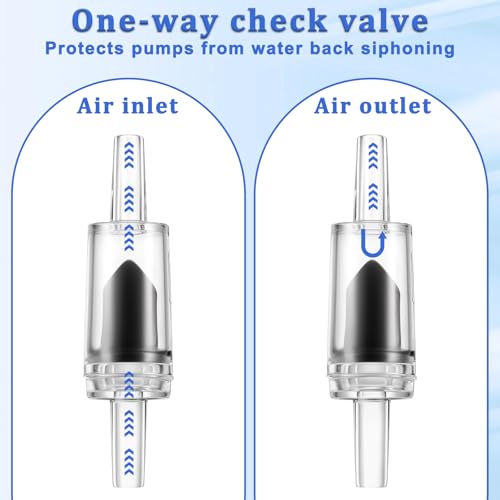 Psyqtsuary 12 Pcs Check Valve Aquarium Air Pump Accessories, 6 Check Valves+6 T Shaped Air Valves Non-Return Control Valve for 3/16" Aquarium Tubing (Black)