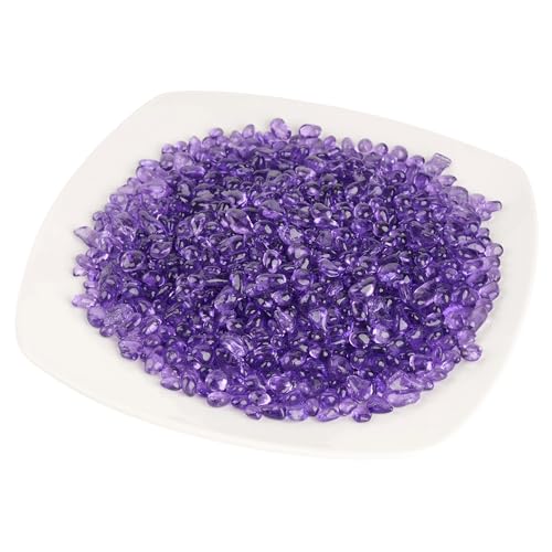 Glass Stones, 1Lb/460g Irregular Sea Glass Dercorative Rocks Non-Toxic Artificial Crystal Pebbles for Aquarium Decoration/Vase Filler/Table Scatter/Handcraft/Jewelry Making/Gems Display, Purple - color: Purple