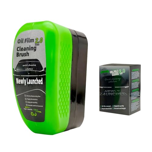 Glass Oil Film Remover for Car, Automotive Glass Cleaning Brush with 150ml Glass Compound, Windshield Cleaner for Clear Vision Clarity, Removes Oil Film & Smudges