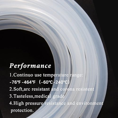 Feelers Silicone Tubing, Food Grade Pure Siliconce Hose 3mm ID 8mm OD 3.3ft, High Temperature Resistant Flexible Hose for Water Air Pump, Aquarium, Home Brewing, Kitchen - size: 3mm-8mm, style: 3.3 Feet