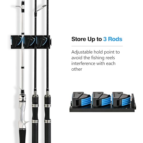 RESTCLOUD Fishing Rod Holder Vertical, Fishing Pole Holders for Garage, Fits 3-19mm Rod Diameter (3 Slots) - size: 3 Slots