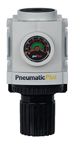 PneumaticPlus PPR3-N02BG Compressed Air Pressure Regulator 1/4" NPT (High Flow), Embedded Gauge & Bracket - size: 1/4" NPT (High Flow)