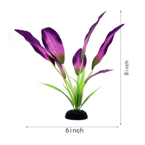 Silk Aquarium Plants for Betta Fish Tank, 2 Pcs 8 Inch Small Silk Aquarium Plant Aquatic Water Grass Decoration, Purple
