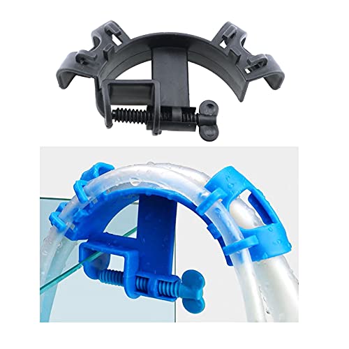 E-outstanding 2-Pack Water Pipe Fixing Clamp Adjustable Plastic Fish Tank Pipe Holder Fixed Clips Aquarium Tool, Black