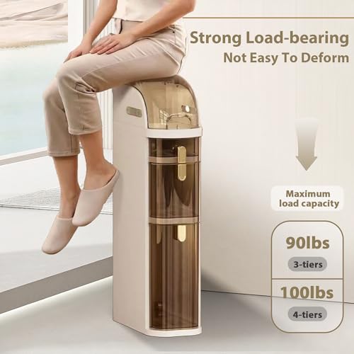 BGYMF 4-Tier Slim Bathroom Storage Cabinet, Narrow Rolling Storage Cart with Wheels, White Plastic Slim Organizer for Small Bathroom, Kitchen, Laundry Room, Corner - size: Slim 4 Tiers