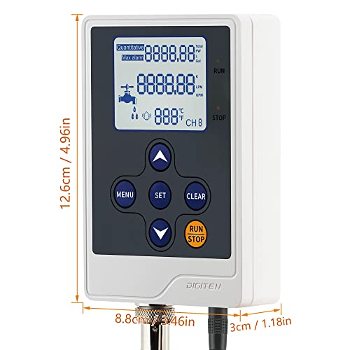 DIGITEN Water Flow Control LCD Display Controller+G3/4" Hall Sensor Flow Meter Flowmeter Counter+G3/4" Solenoid Valve Normally Closed N/C+12V Power