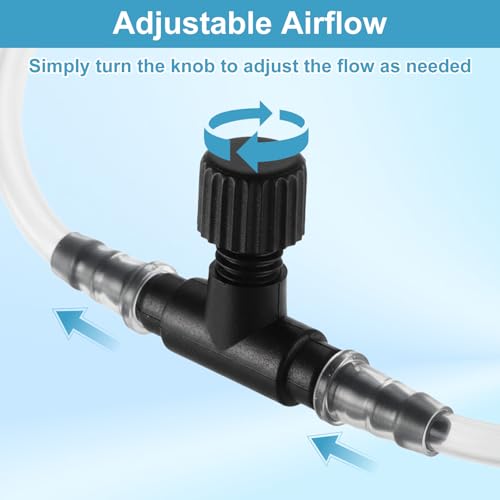 20 Pcs Aquarium Air Valves for 3/16" (4mm) ID Airline Tubing, T-Shaped Hose Connectors Single Way Plastic Air Flow Controllers Regulators Airpump Accessories for Fish Tank, Black