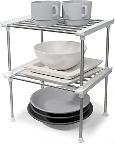 carrotez Cabinet Organizer Shelf, Set of 2 Stackable Kitchen Counter Shelves, Kitchen Cabinet Organizers and Storage, Pantry Storage Shelf Organizer, 9.8 x 7.8 x 6.1 - White - color: White, size: Small(9.8 x 7.8 x 6.1")