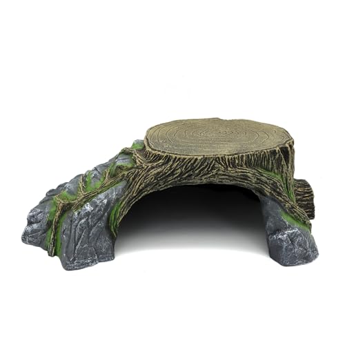 Extra Large Resin Reptile Hideouts Cave Habitat Decor for Reptiles, Amphibians, Fish Tanks and Gecko, Leopard